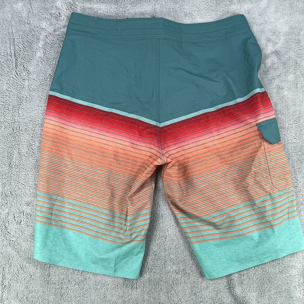 Billabong Board Shorts Men 32 Teal All Day Pro Recycler Striped Performance Surf - Picture 2 of 13